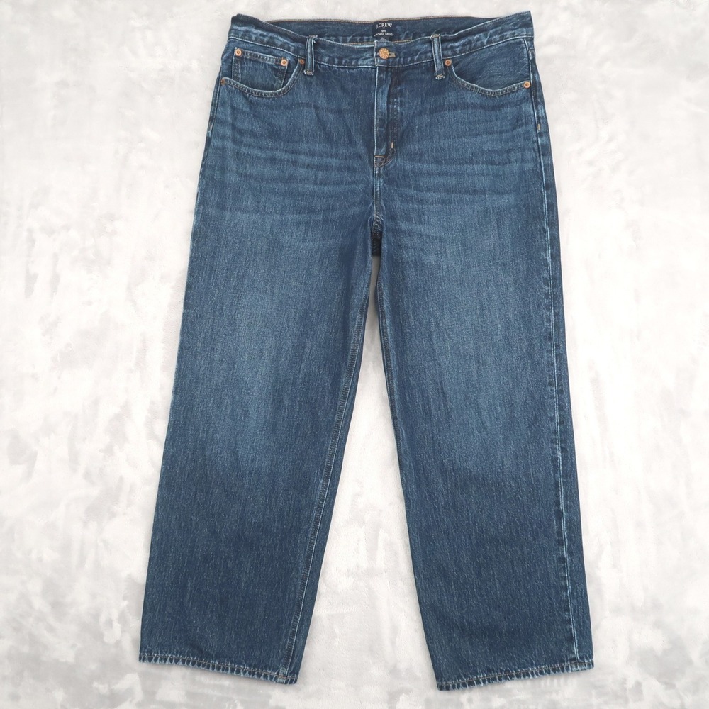 J.Crew 90s Vintage Baggy Jeans Womens 32 Fit 36x27.5 Dark Wash Wide Leg CB666